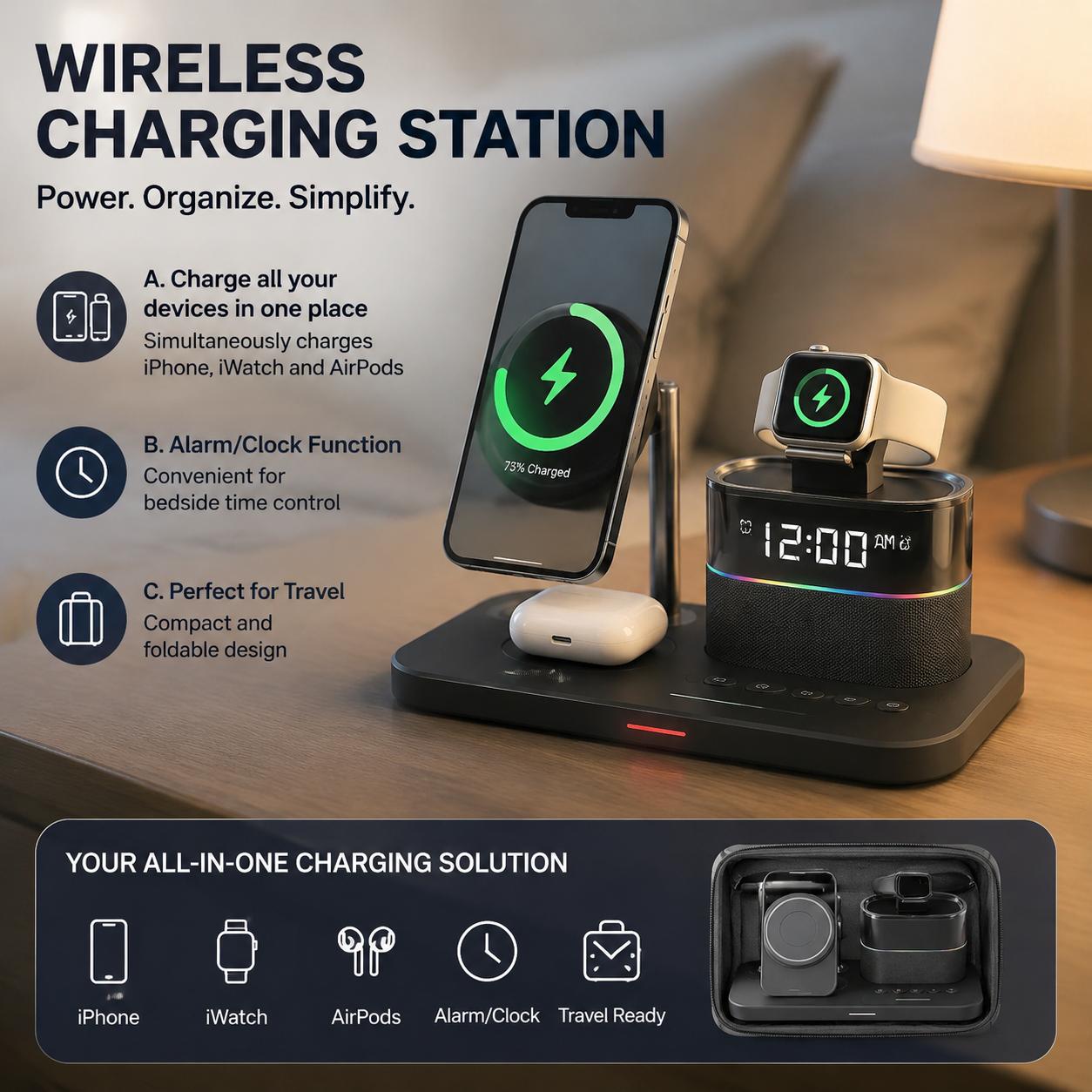 Office Technologies - Magnetic Wireless Charging Station for Phone