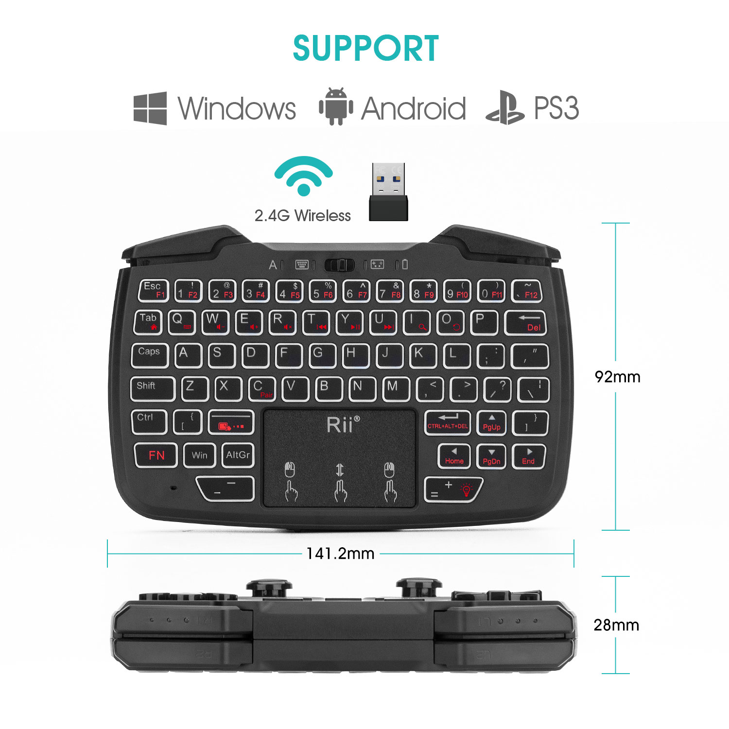 Rii RK707 2.4GHz Wireless Port - Raspberry Pi Keyboard recension och pris