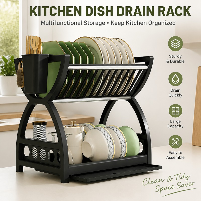 2 Tier Dish Drying Rack Kitche - Server Rack Shelf recension och pris