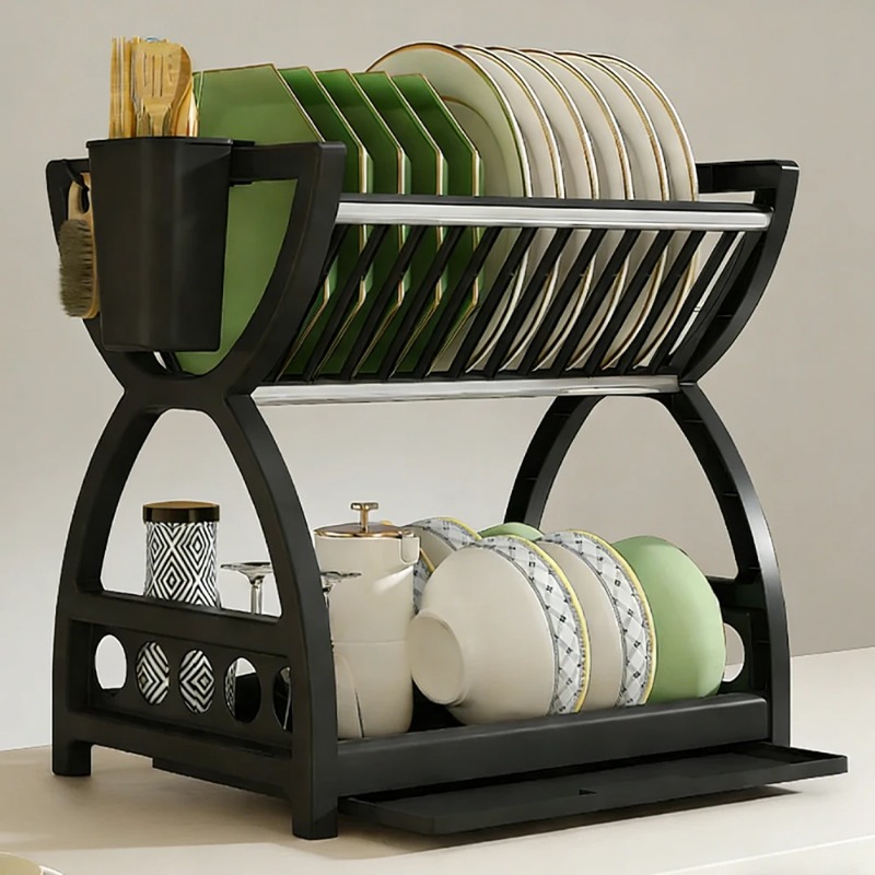 2 Tier Dish Drying Rack Kitche - Server Rack Shelf recension och pris