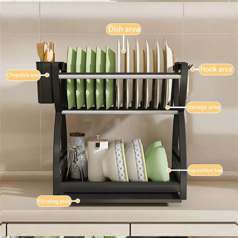 2 Tier Dish Drying Rack Kitche - Server Rack Shelf recension och pris